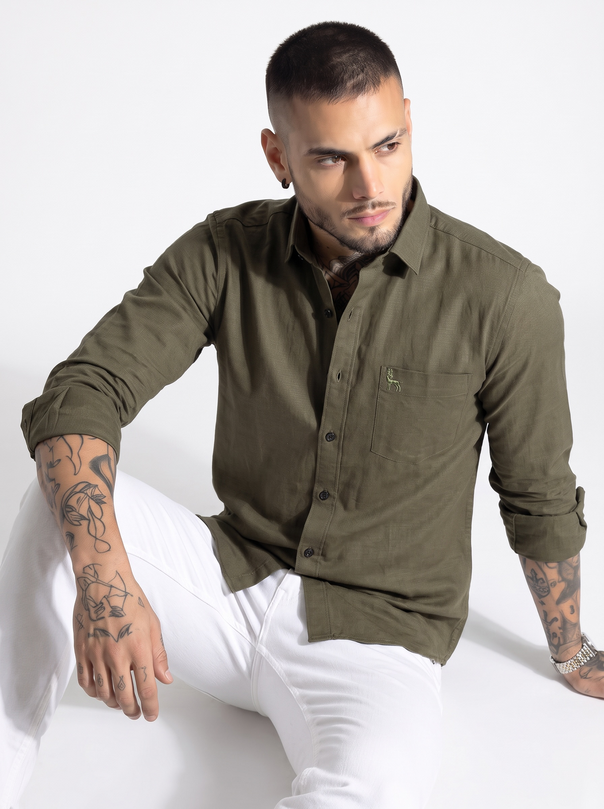 Escape Deer Cotton Linen Shirt EDS 1595 R3 S2