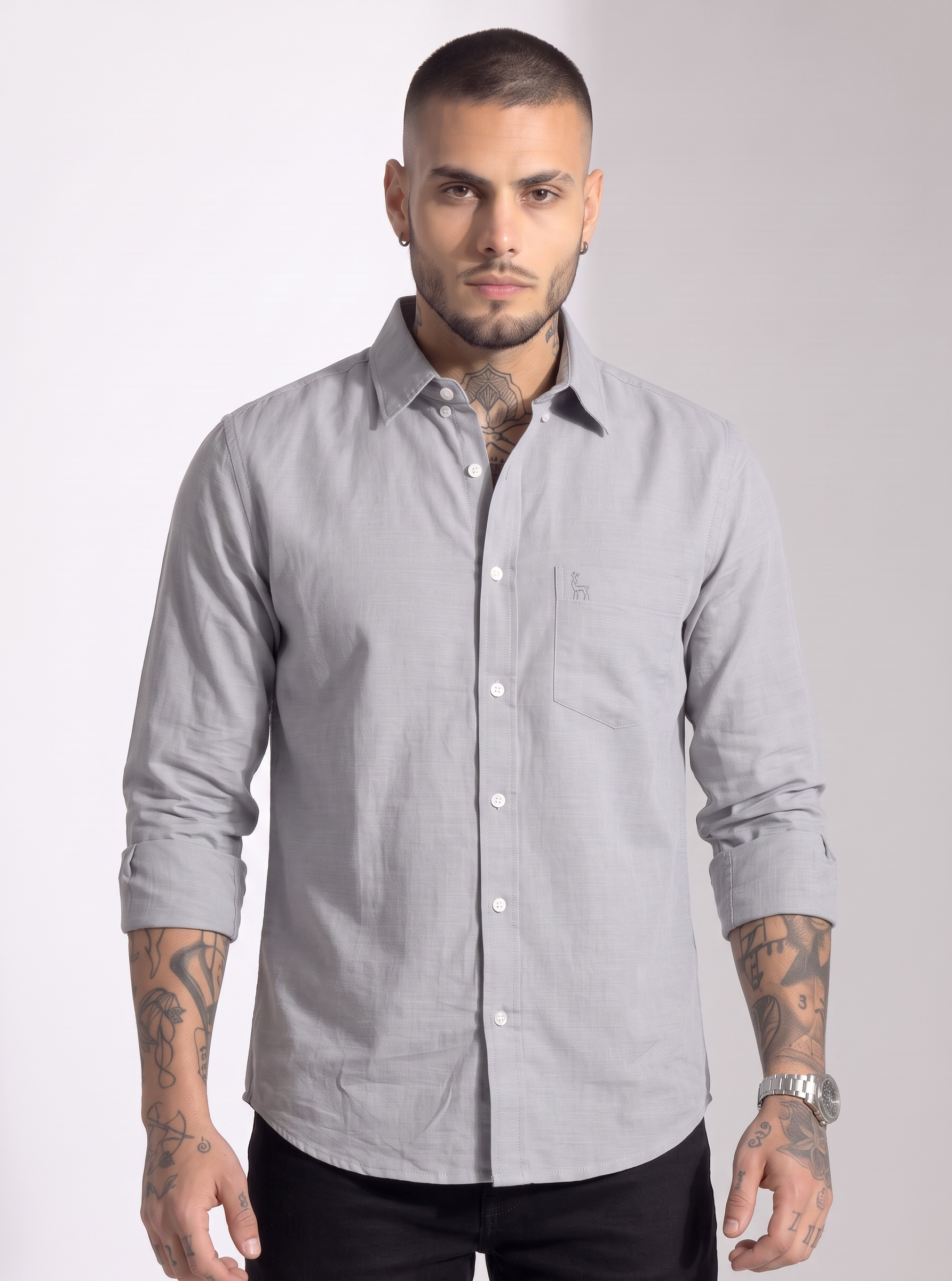 Escape Deer Cotton Linen Shirt EDS 1372 R12 S5