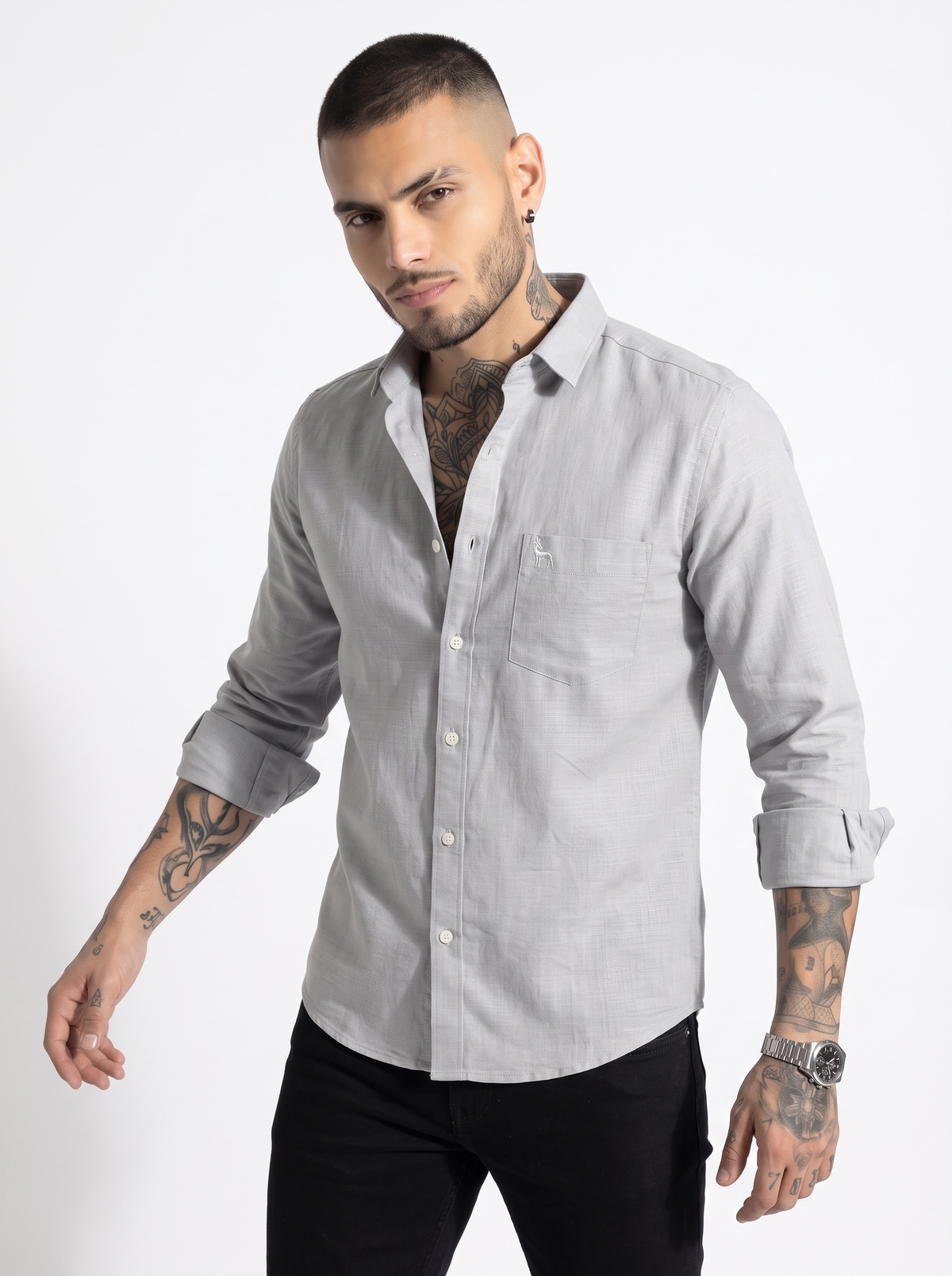 Escape Deer Cotton Linen Shirt EDS 1590 R9 S6
