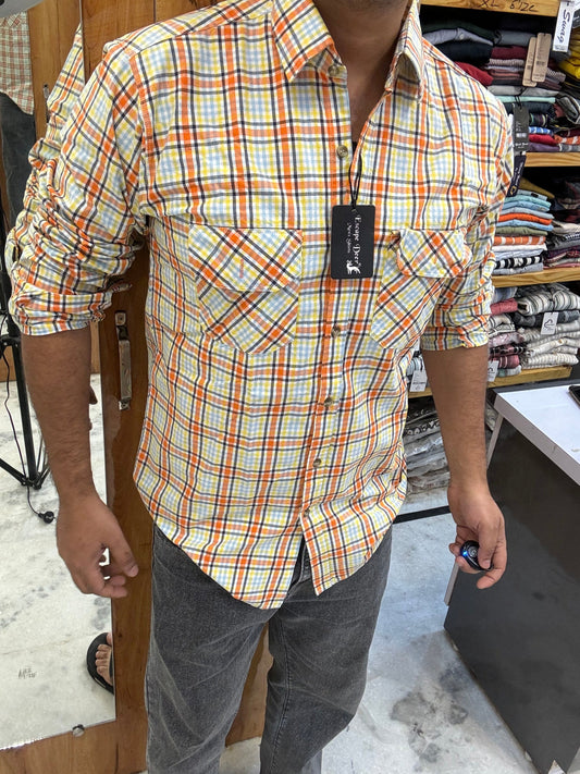 Premium Checked Double Pocket Shirt (XL) ED1080