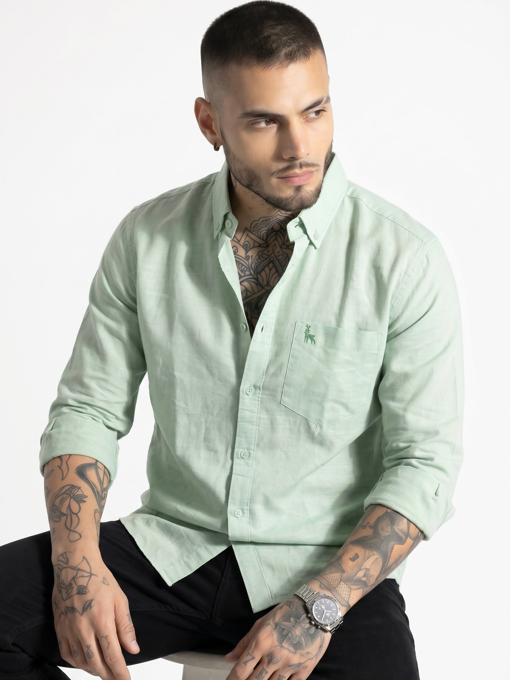 Escape Deer Cotton Linen Shirt EDS 1334