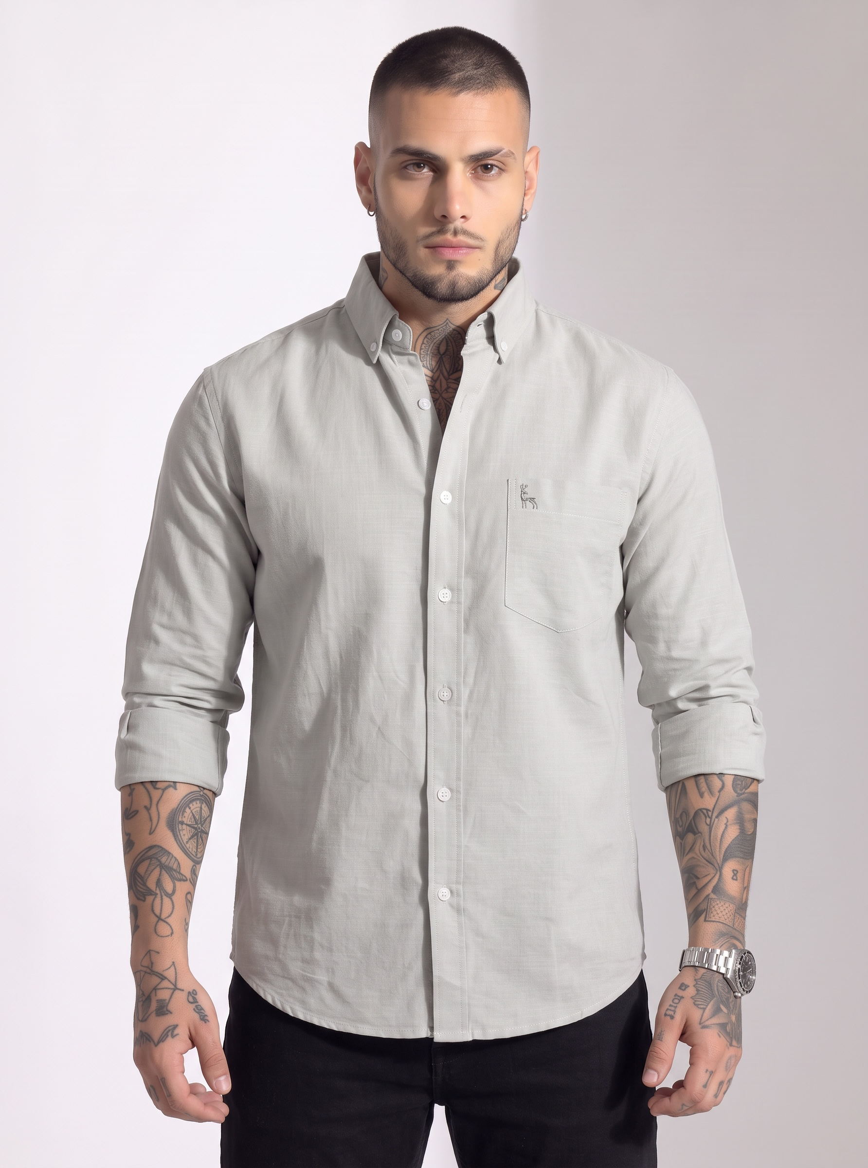 Escape Deer Cotton Linen Shirt EDS 1373 R16 S4
