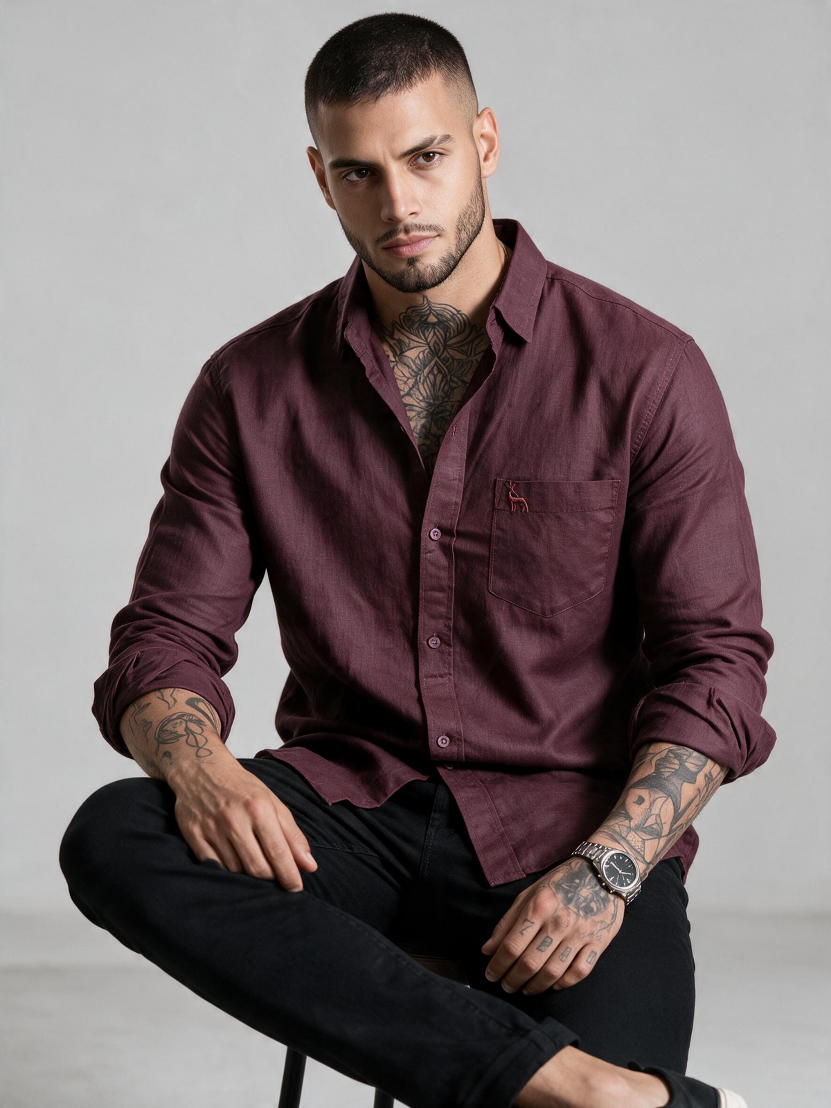 Escape Deer Cotton Linen Shirt EDS 1604 R10 S4