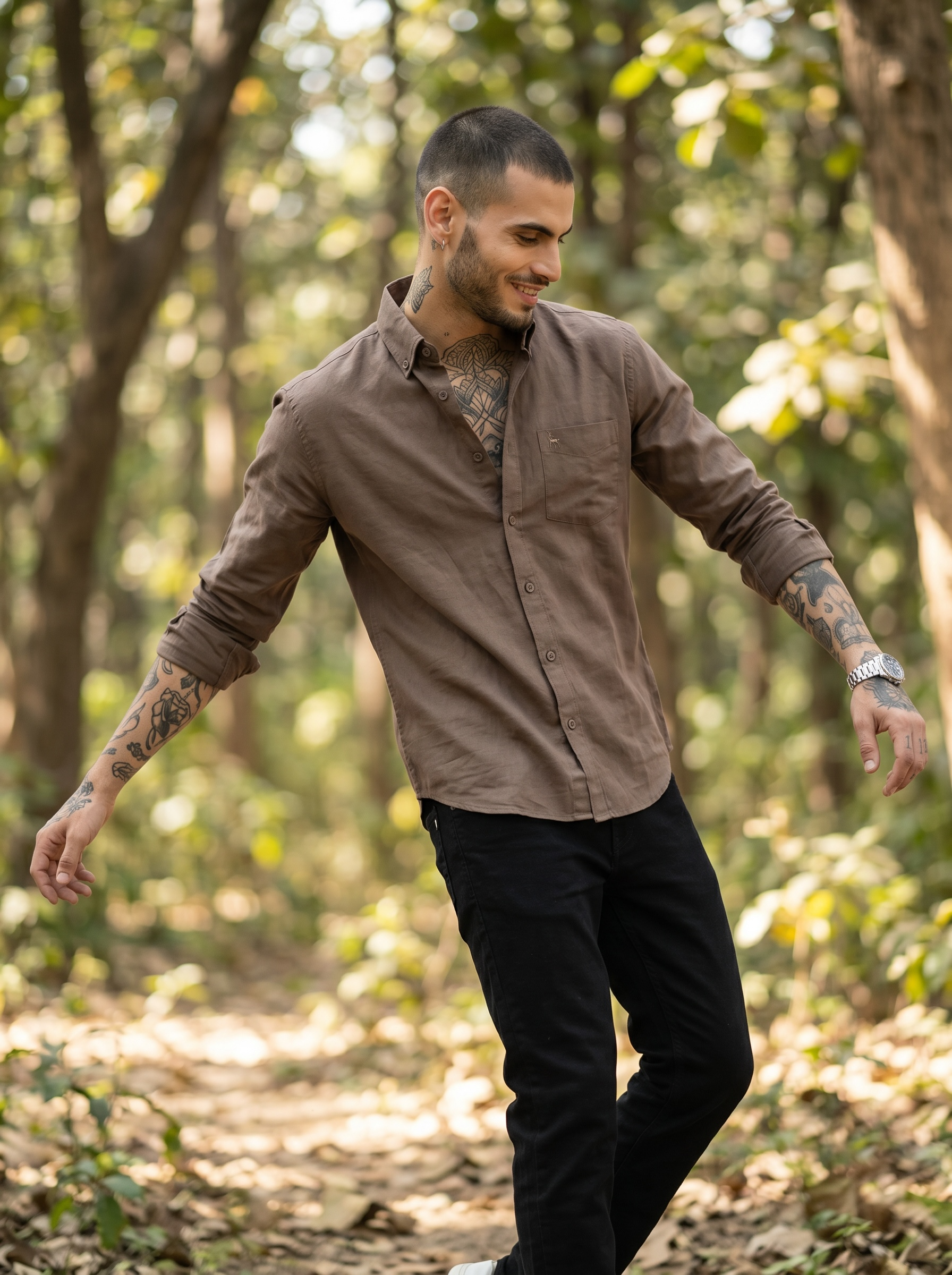 Escape Deer Linen Cotton Shirt EDS 1207 R8  S6