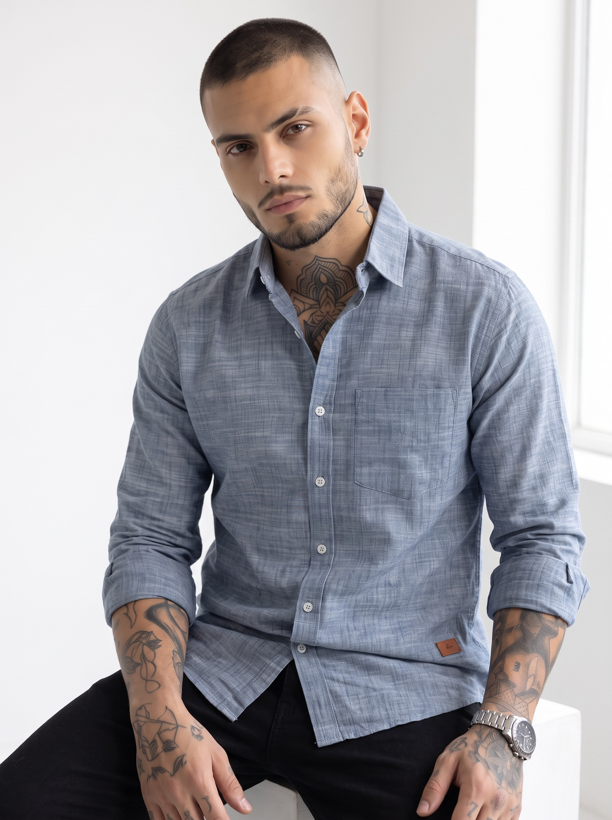 Escape Deer Cotton Linen Shirt EDS 1390 R16 S7