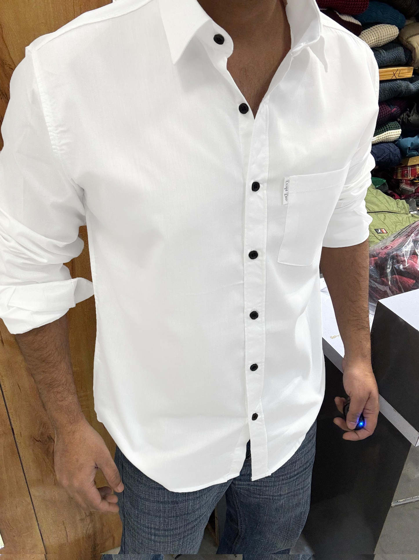 Premium White Solid Shirt (XL) ED1184