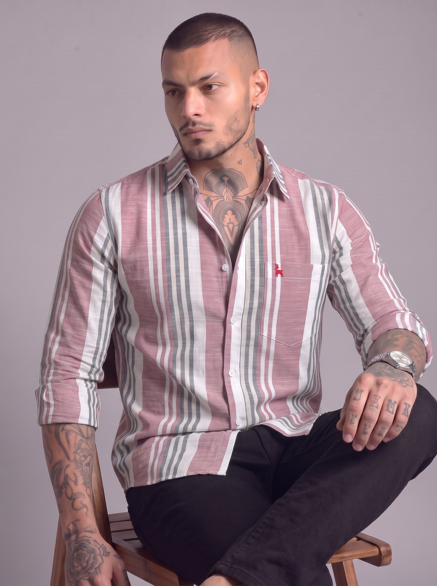 Escape Deer Cotton Linen Shirt EDS 1481 R6 S4