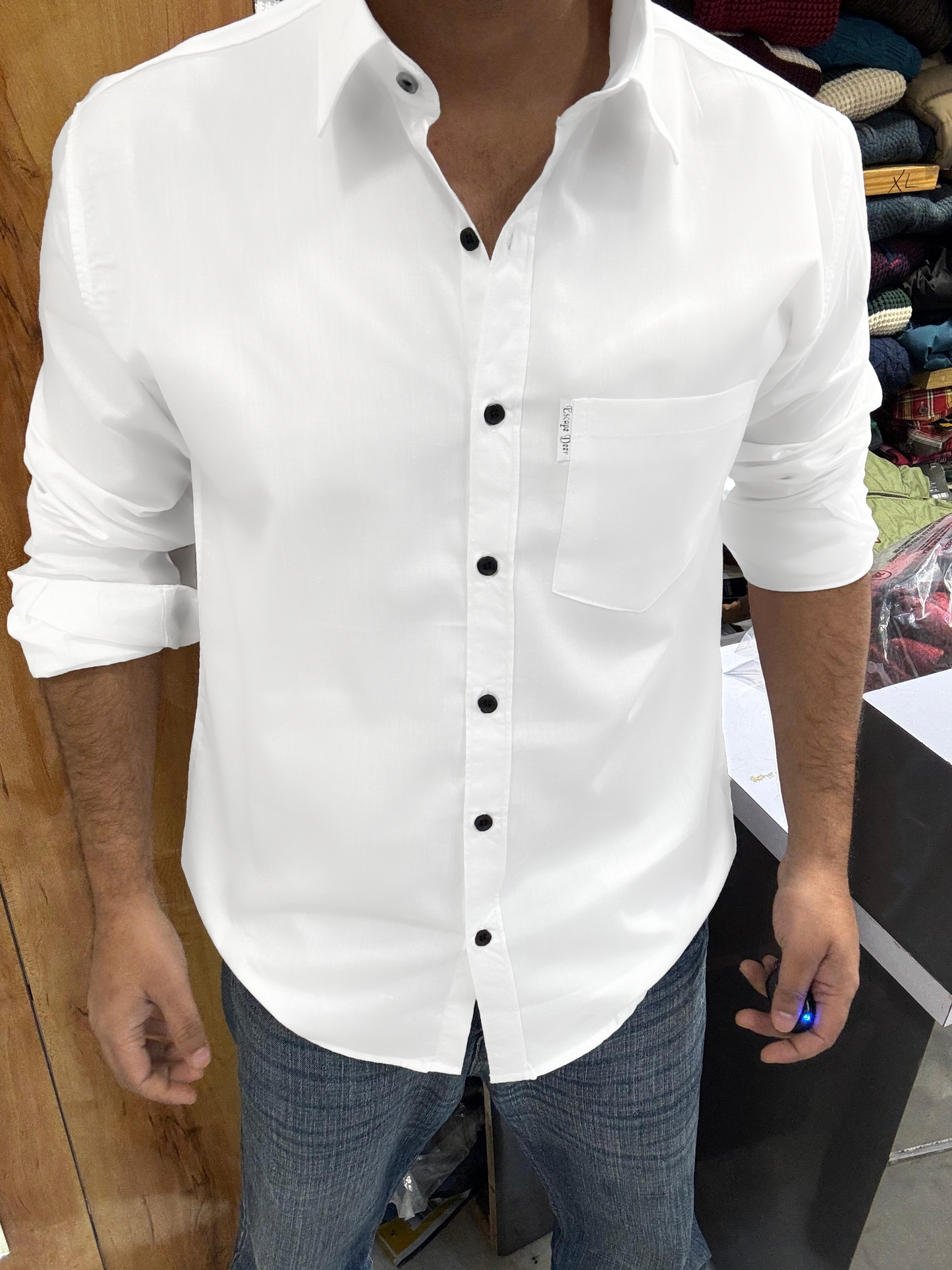 Premium White Solid Shirt (XL) ED1184