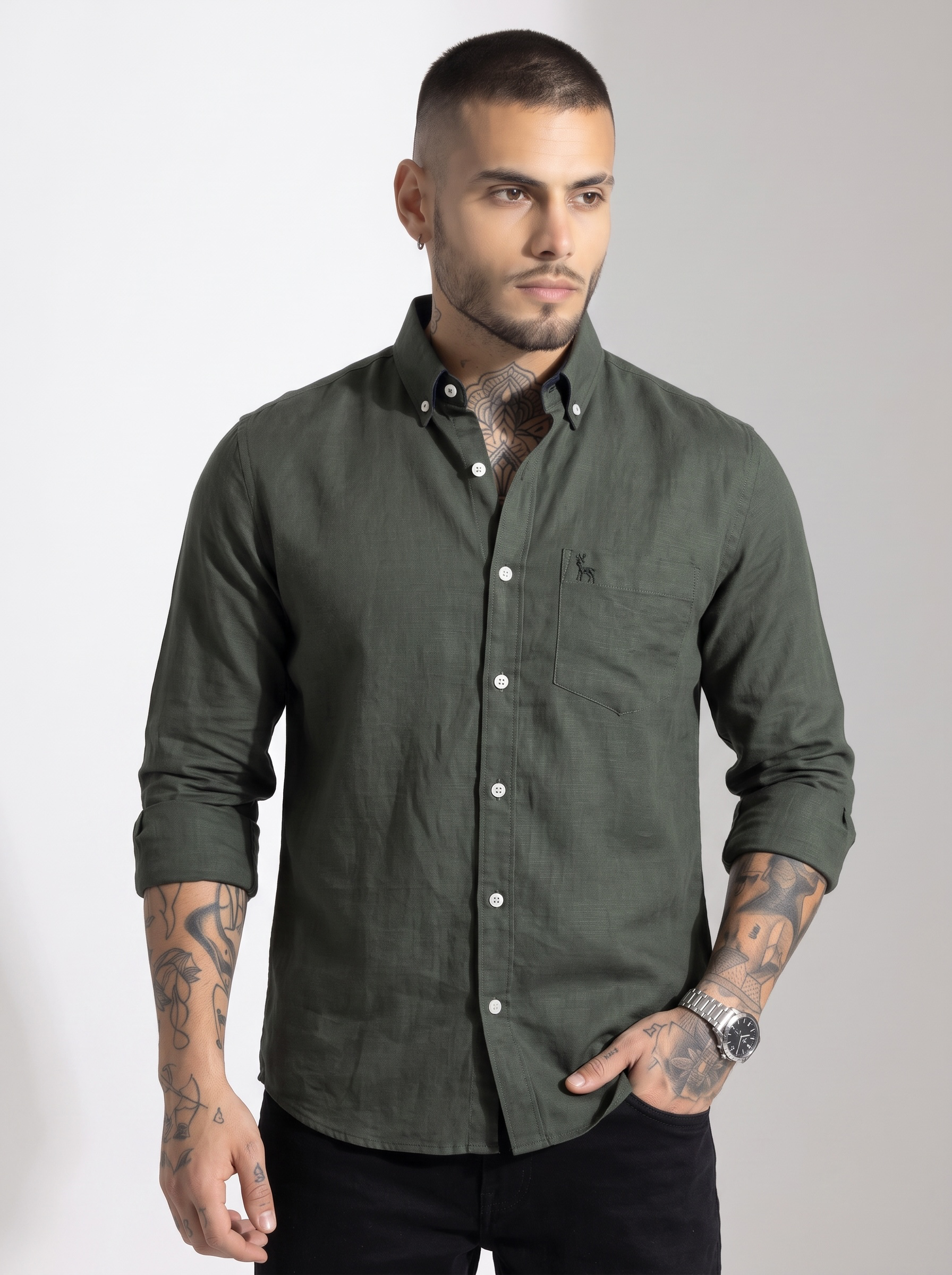 Escape Deer Cotton Linen Shirt EDS 1363 R8 S5