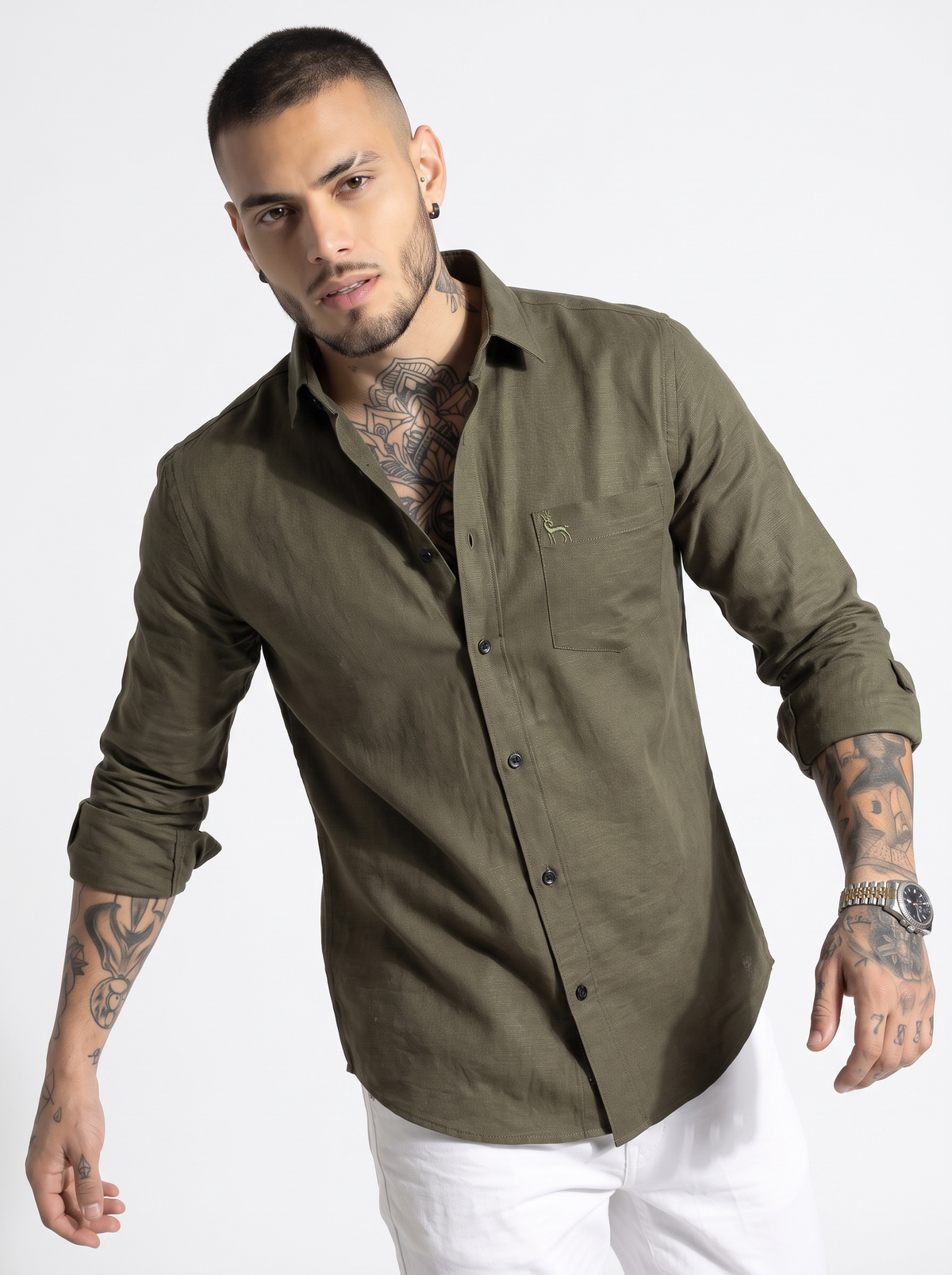 Escape Deer Cotton Linen Shirt EDS 1595 R3 S2