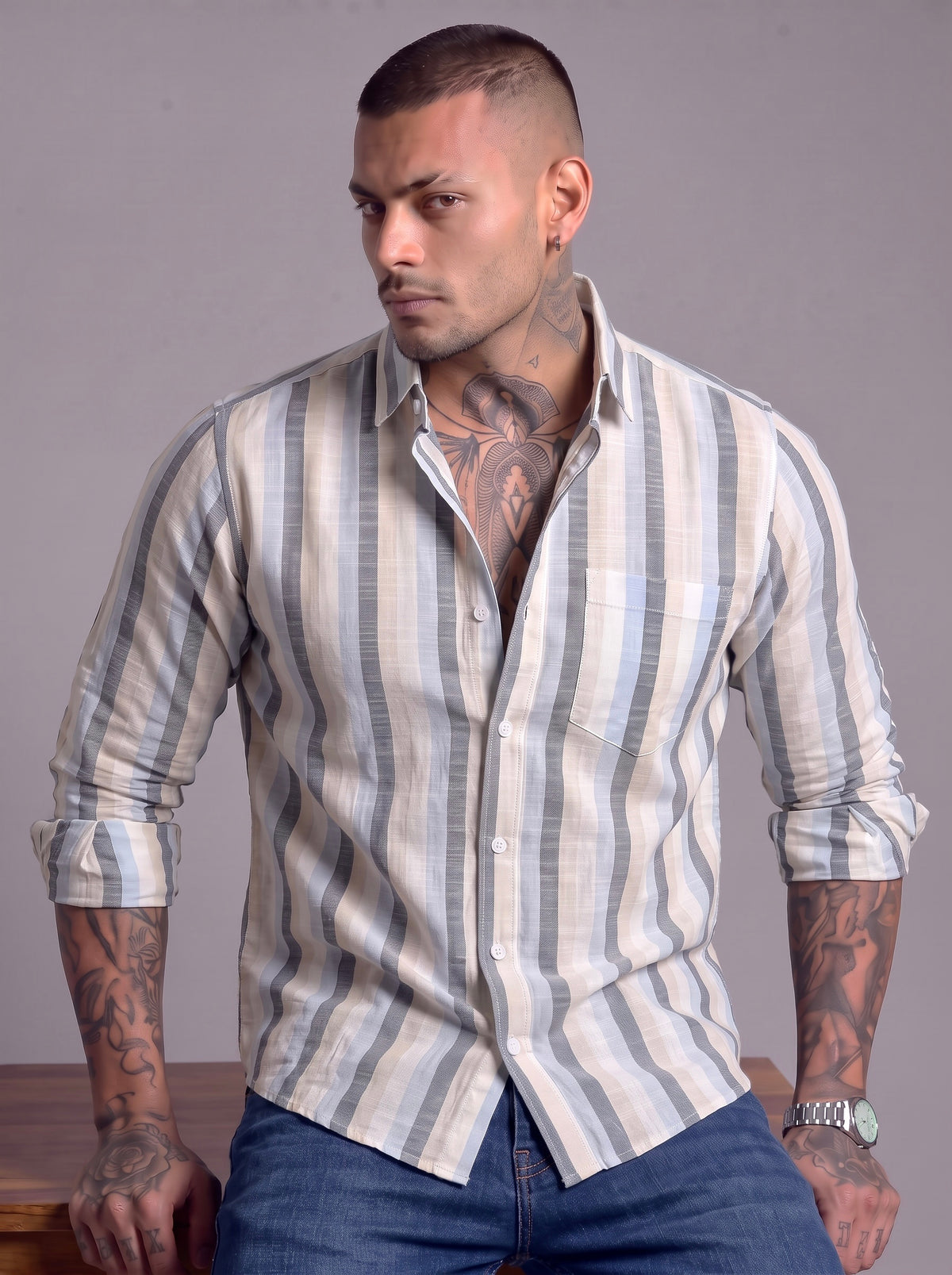Escape Deer Cotton Linen Shirt EDS 1491 R12 S2