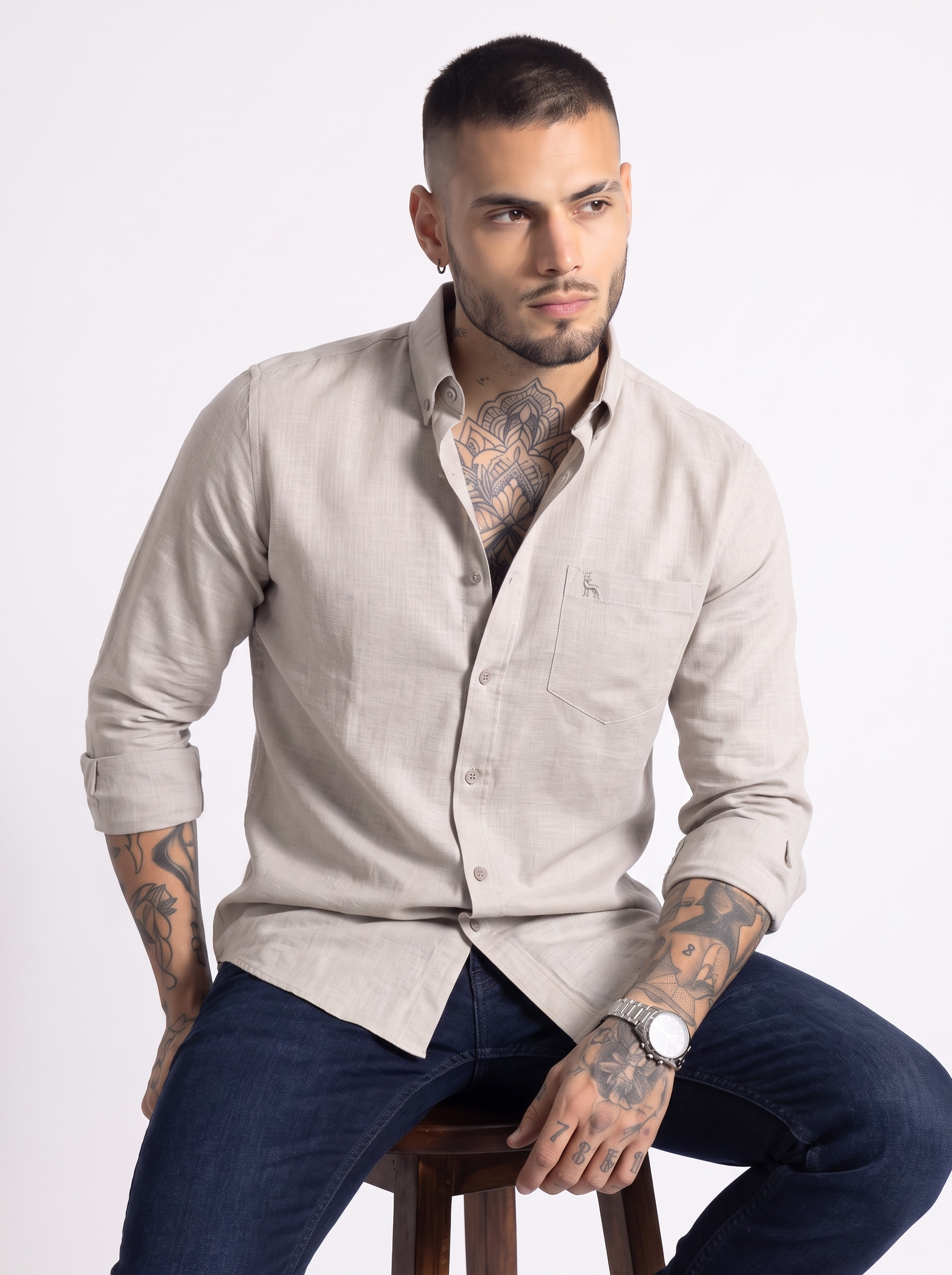 Escape Deer Cotton Linen Shirt EDS 1439 R9 S6