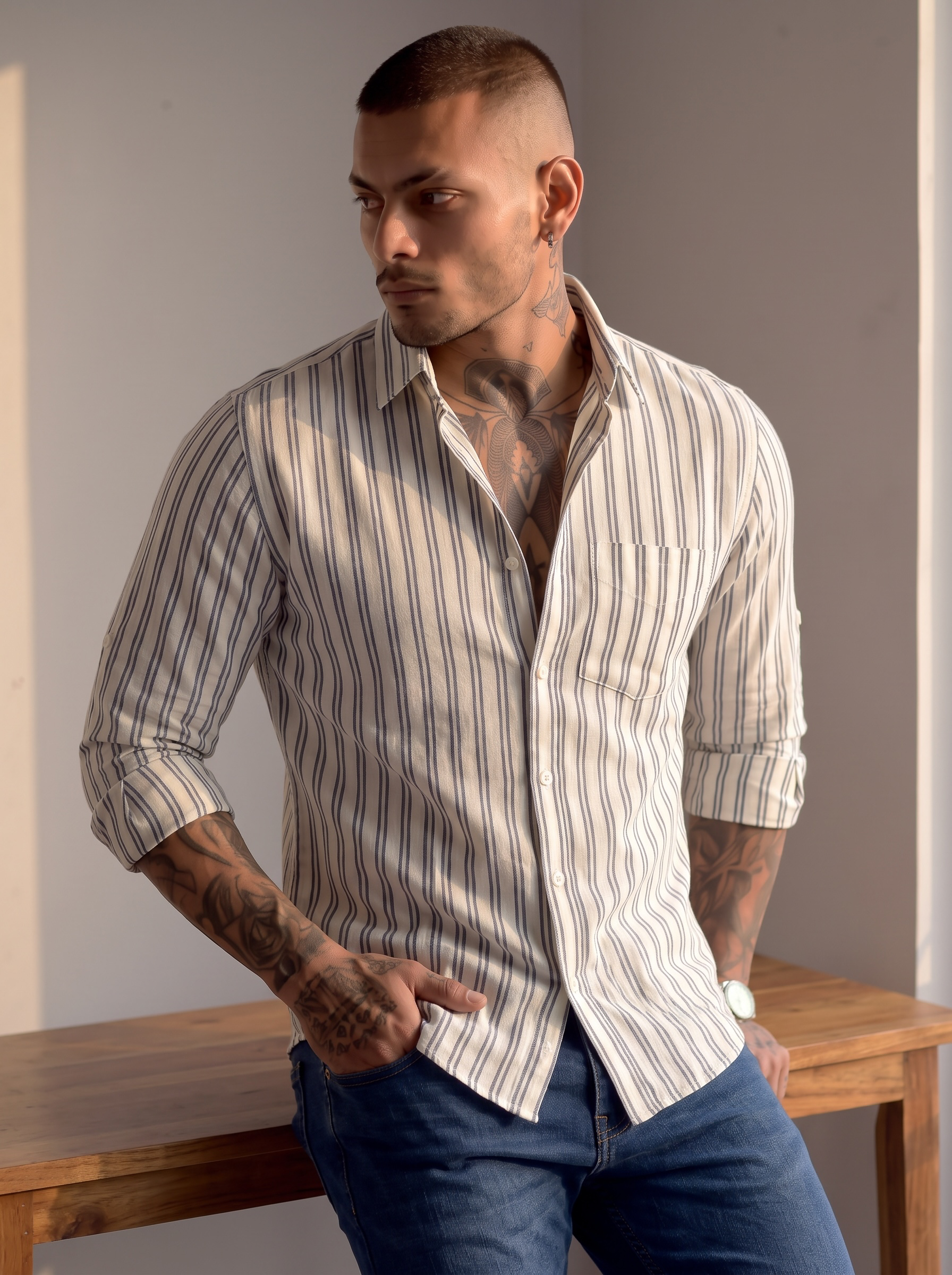 Escape Deer Cotton Linen Shirt EDS 1441 R8 S6