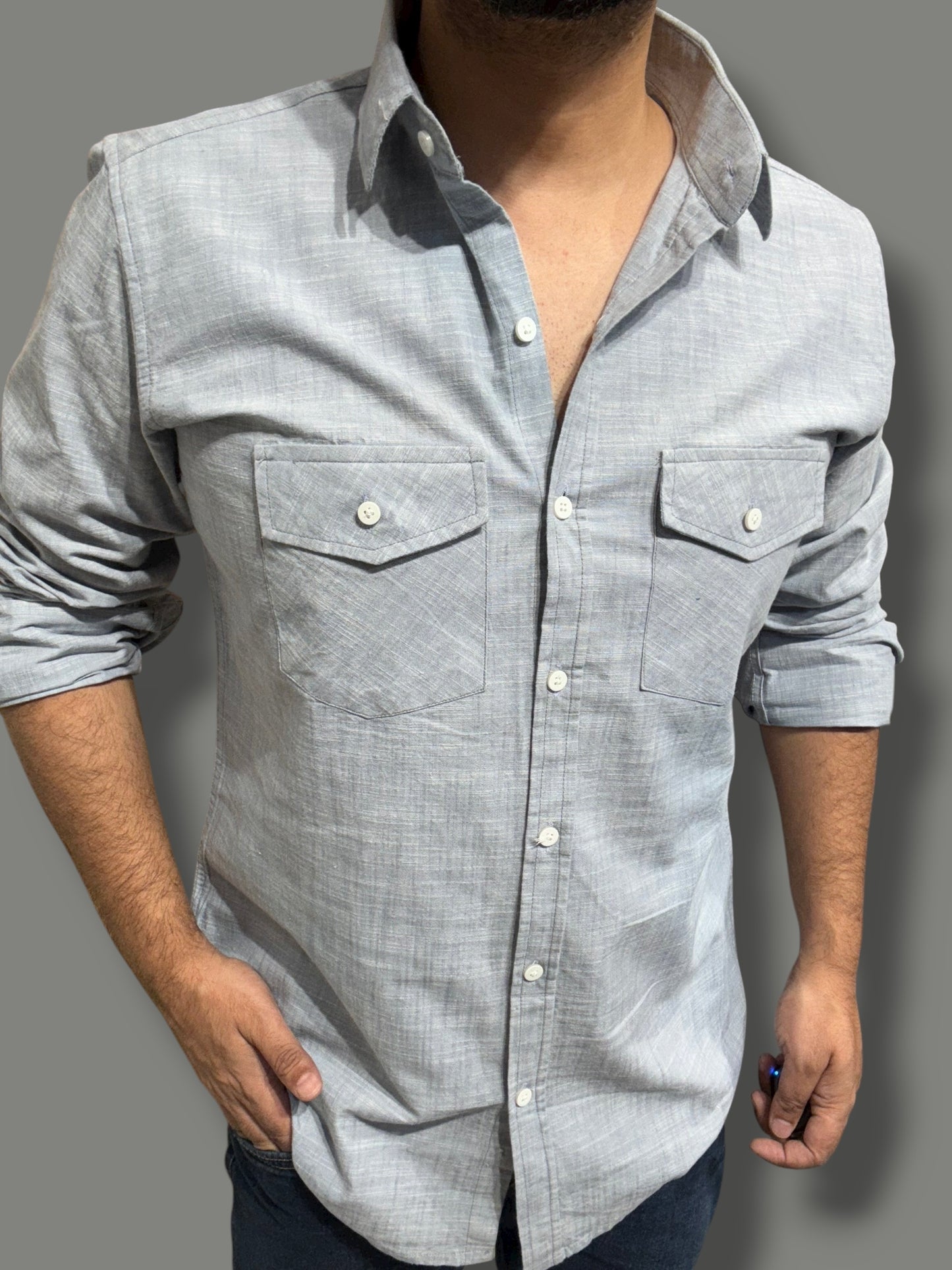 Double Pocket Grey Shirt (L) ED1161 R9 S3