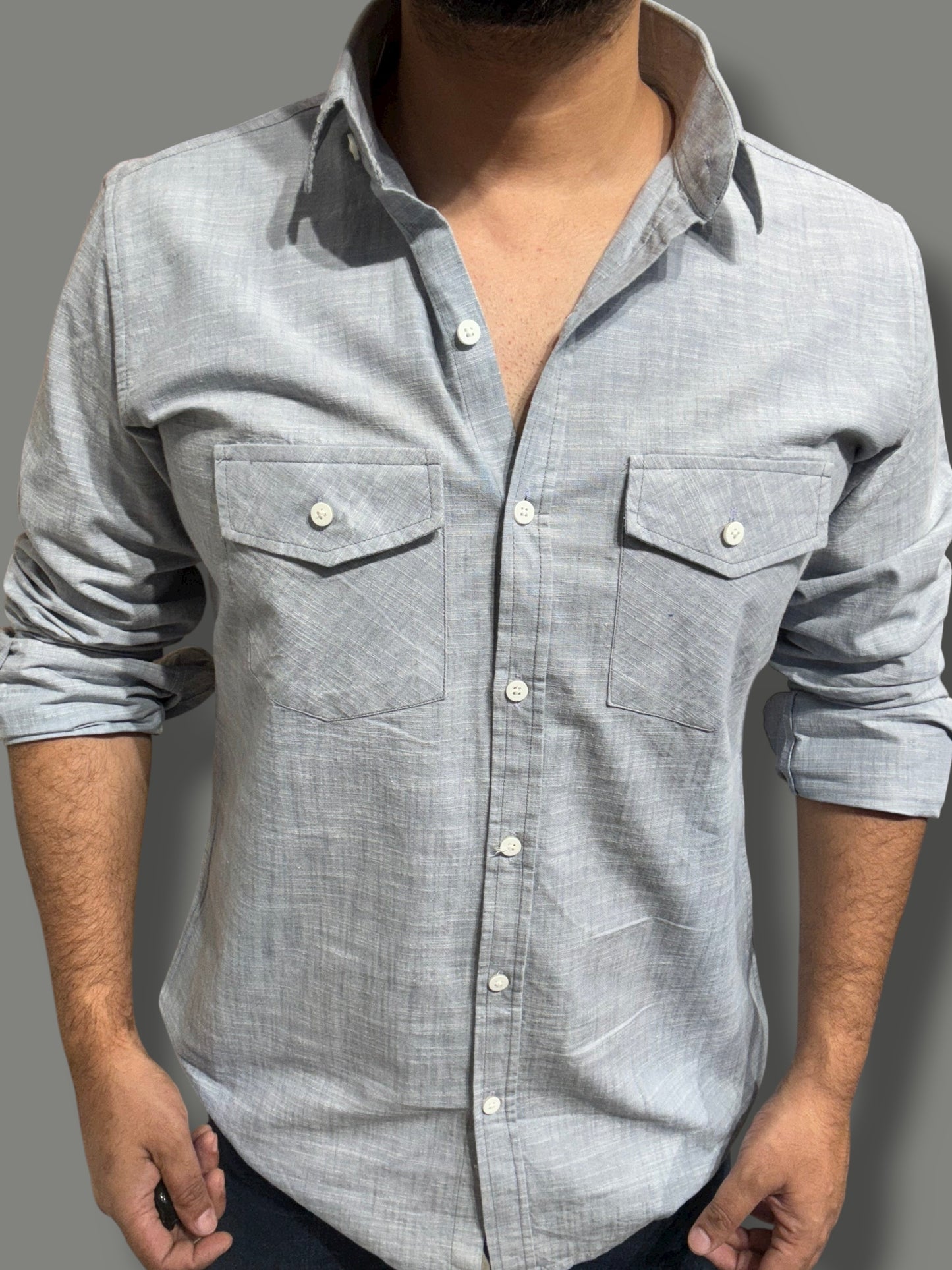 Double Pocket Grey Shirt (L) ED1161 R9 S3