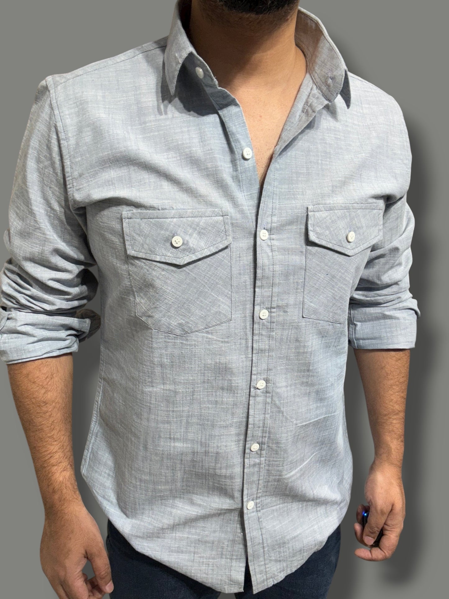 Double Pocket Grey Shirt (L) ED1161 R9 S3