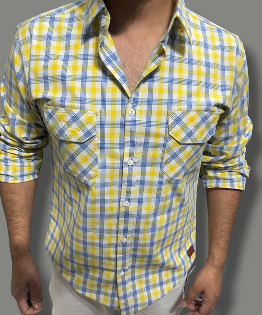 Double Pocket Checked Shirt (M) ED1096 R9 S2