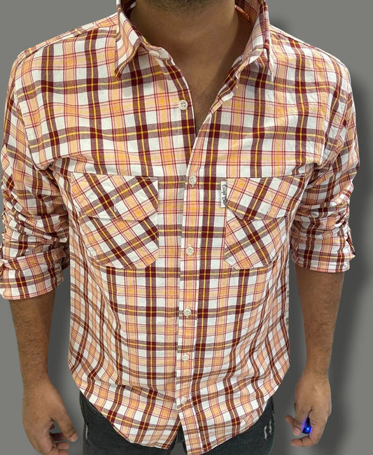 Double Pocket Checked Shirt (L) ED1091 R9 S2