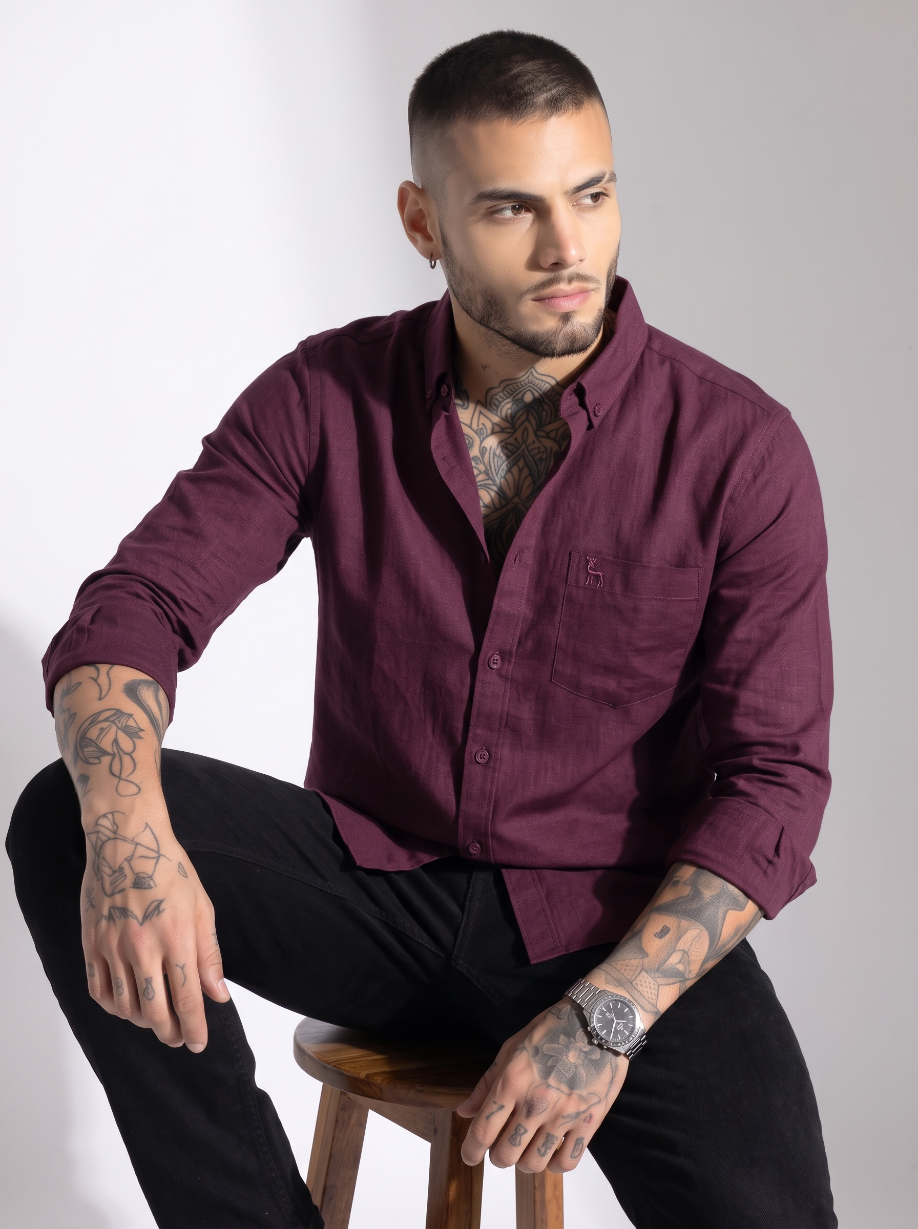 Escape Deer Cotton Linen Shirt EDS 1420