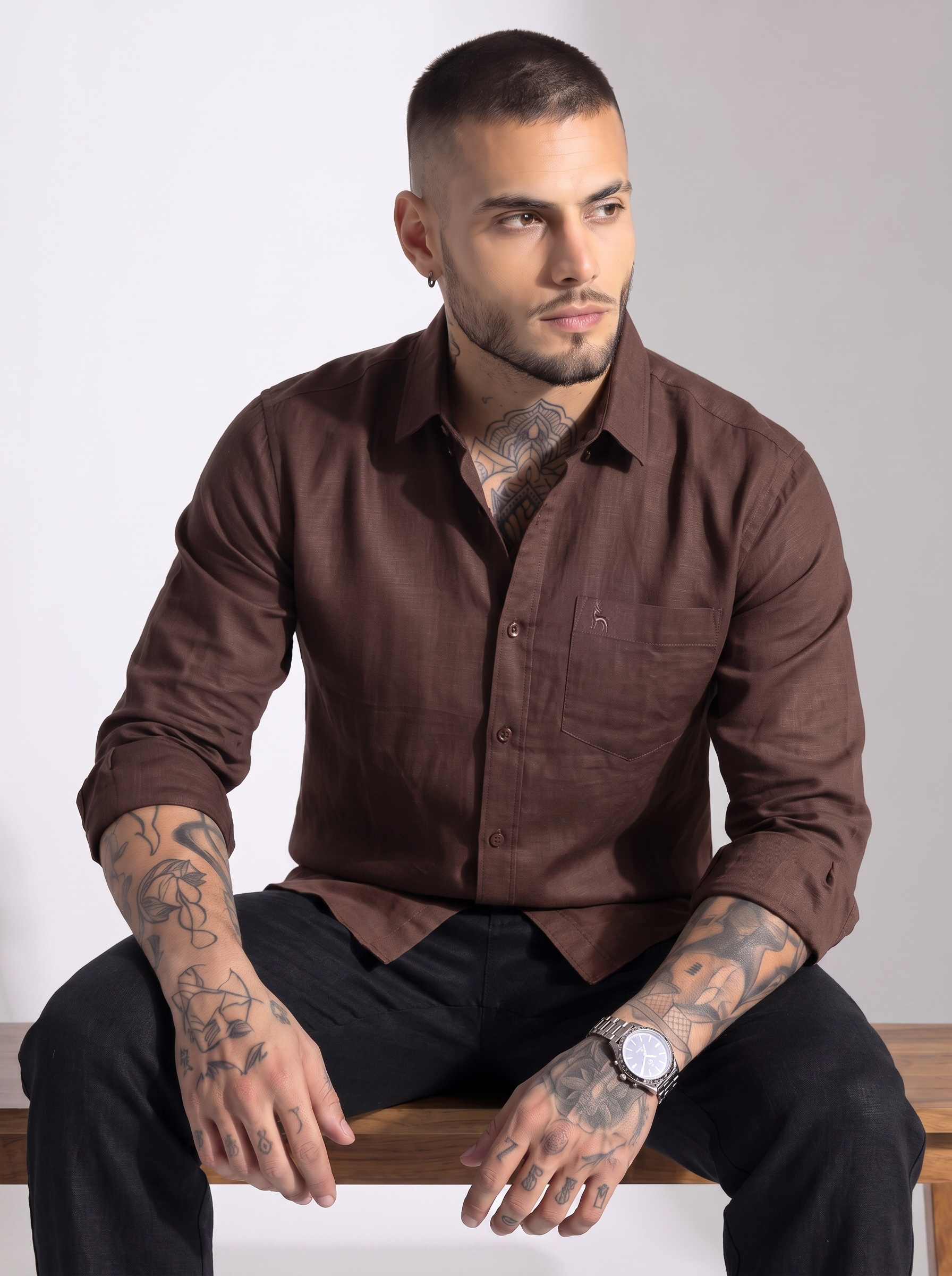 Escape Deer Cotton Linen Shirt EDS 1429 R7 S1
