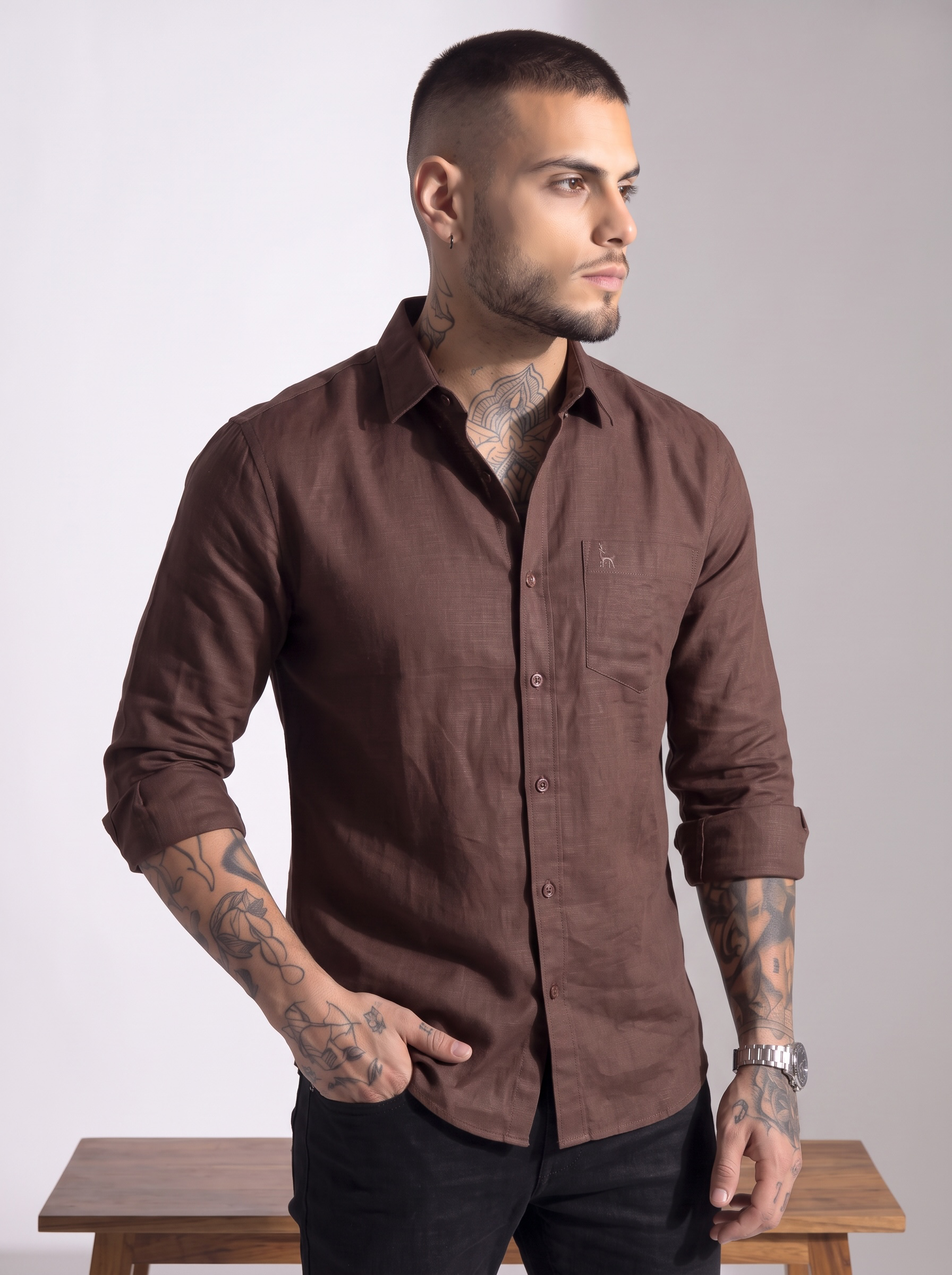 Escape Deer Cotton Linen Shirt EDS 1429 R7 S1