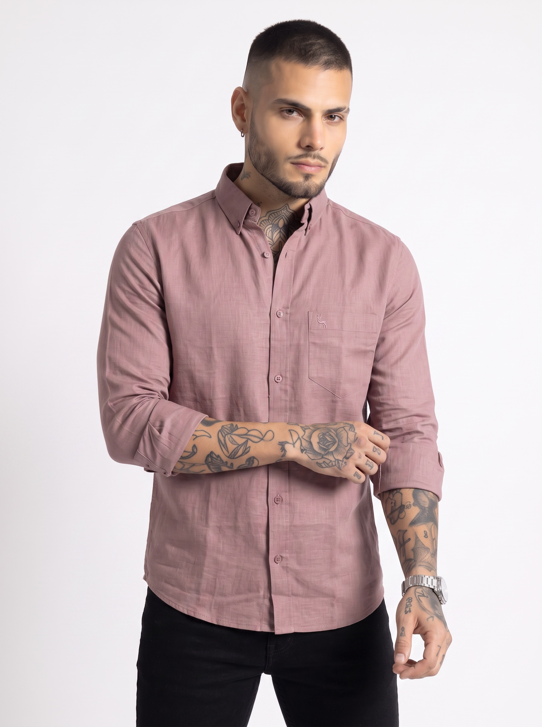 Escape Deer Cotton Linen Shirt EDS 1435 R8 S5