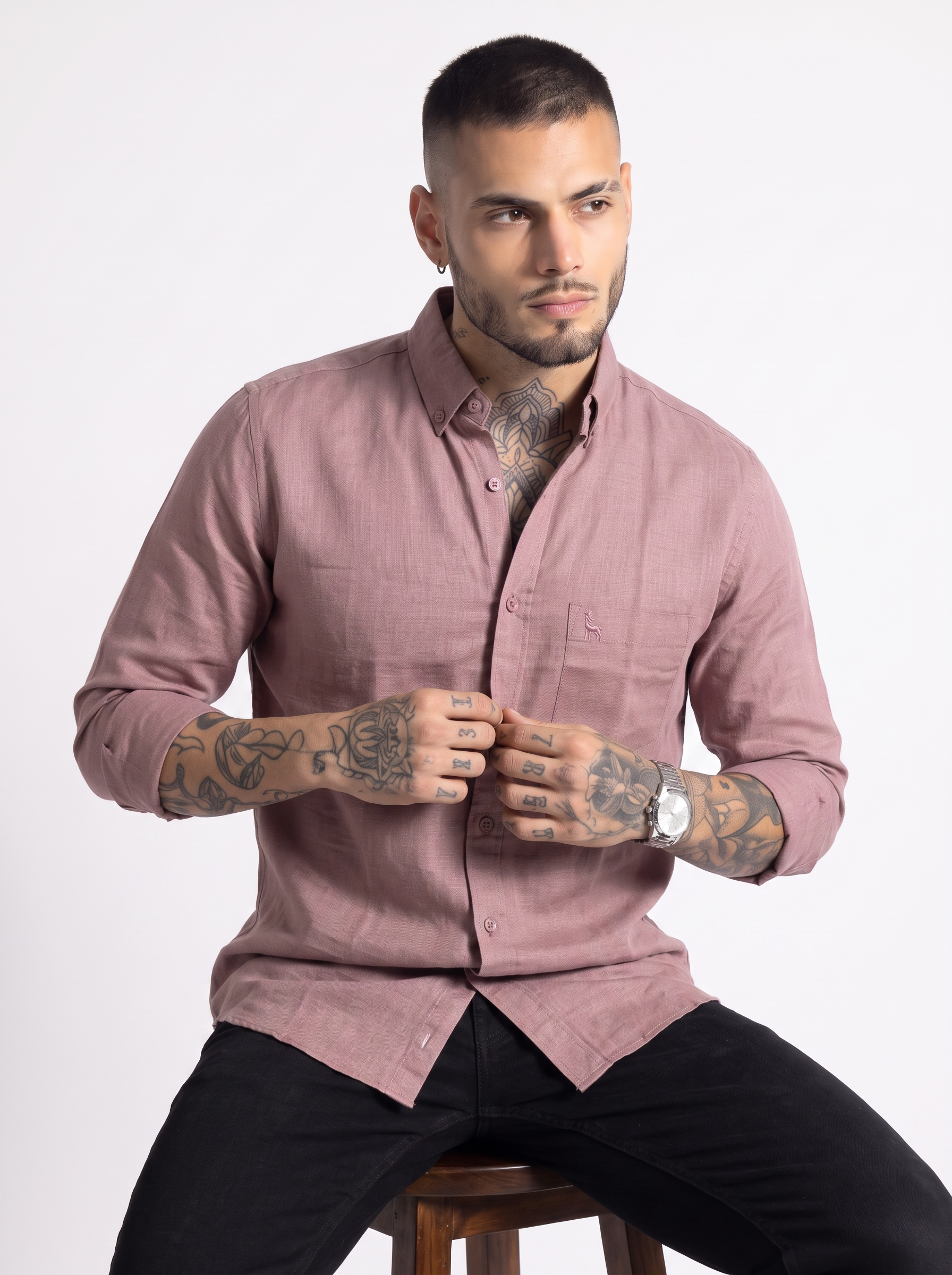 Escape Deer Cotton Linen Shirt EDS 1435 R8 S5