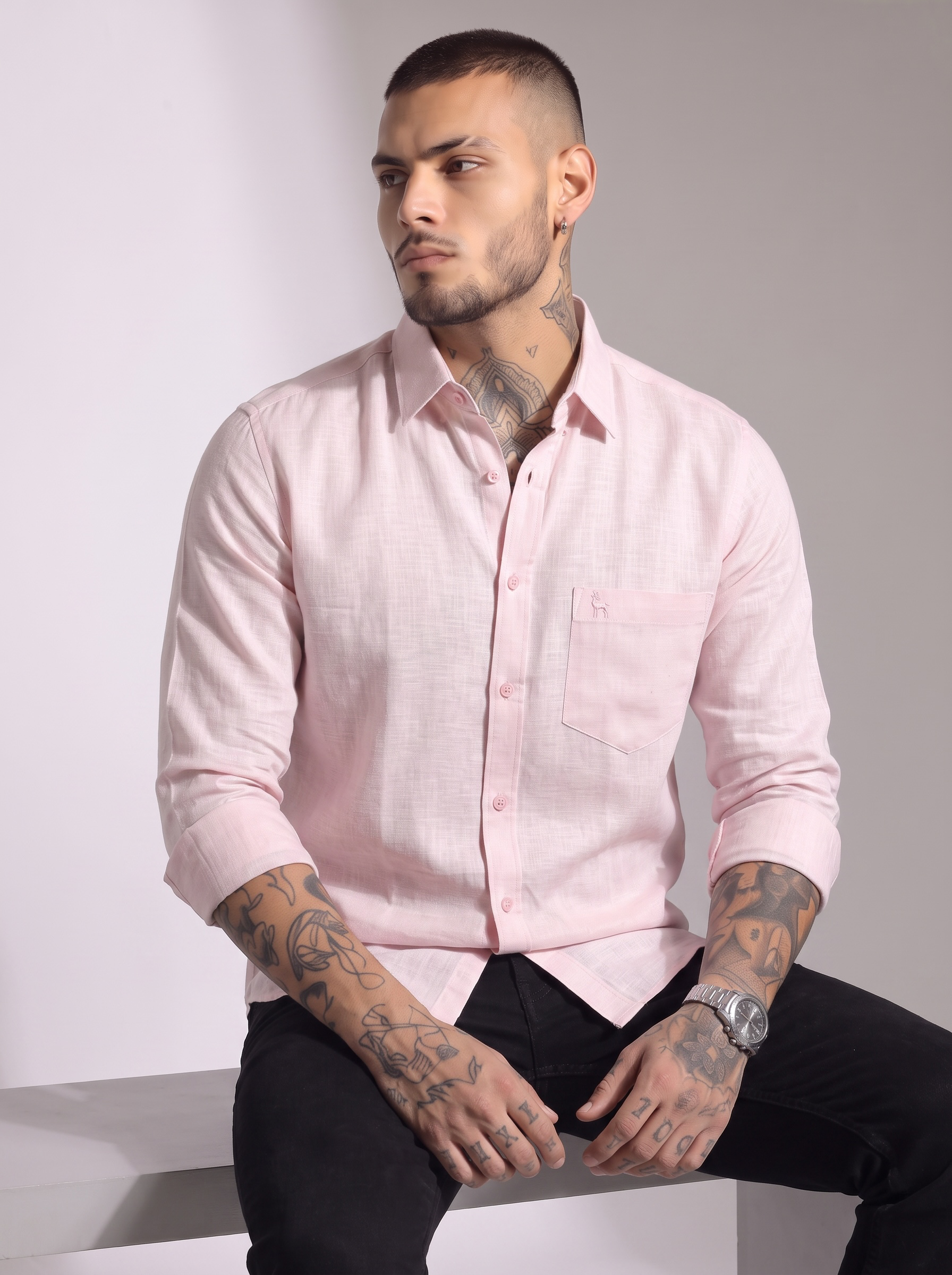Escape Deer Cotton Linen Shirt EDS 1440 R8 S5