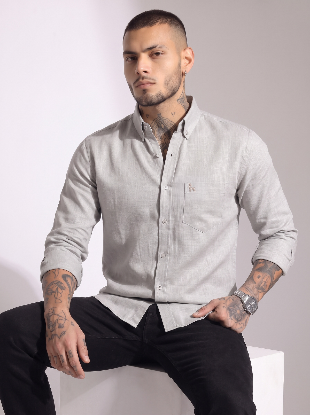 Escape Deer Cotton Linen Shirt EDS 1443 R3 S2