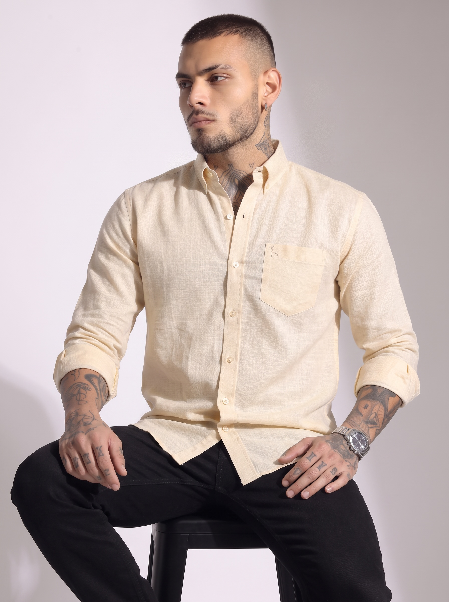 Escape Deer Cotton Linen Shirt EDS 1444 R3 S2