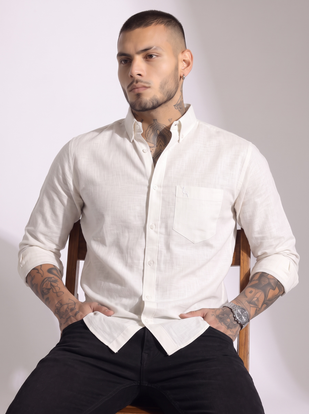 Escape Deer Cotton Linen Shirt EDS 1445 R3 S2