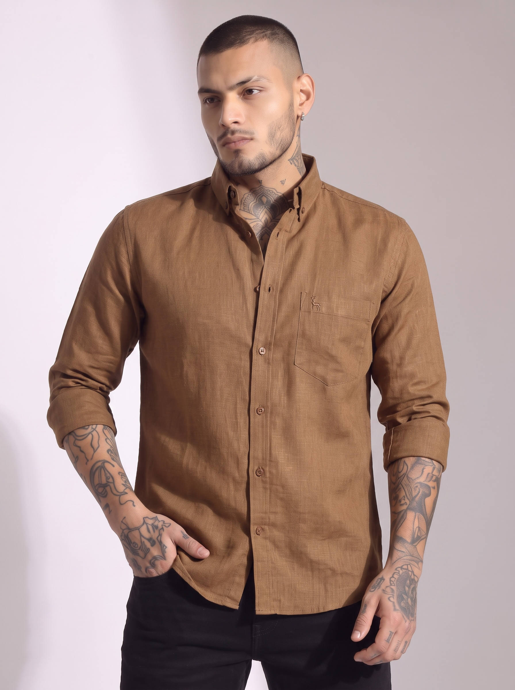 Escape Deer Cotton Linen Shirt EDS 1463 R7 S5
